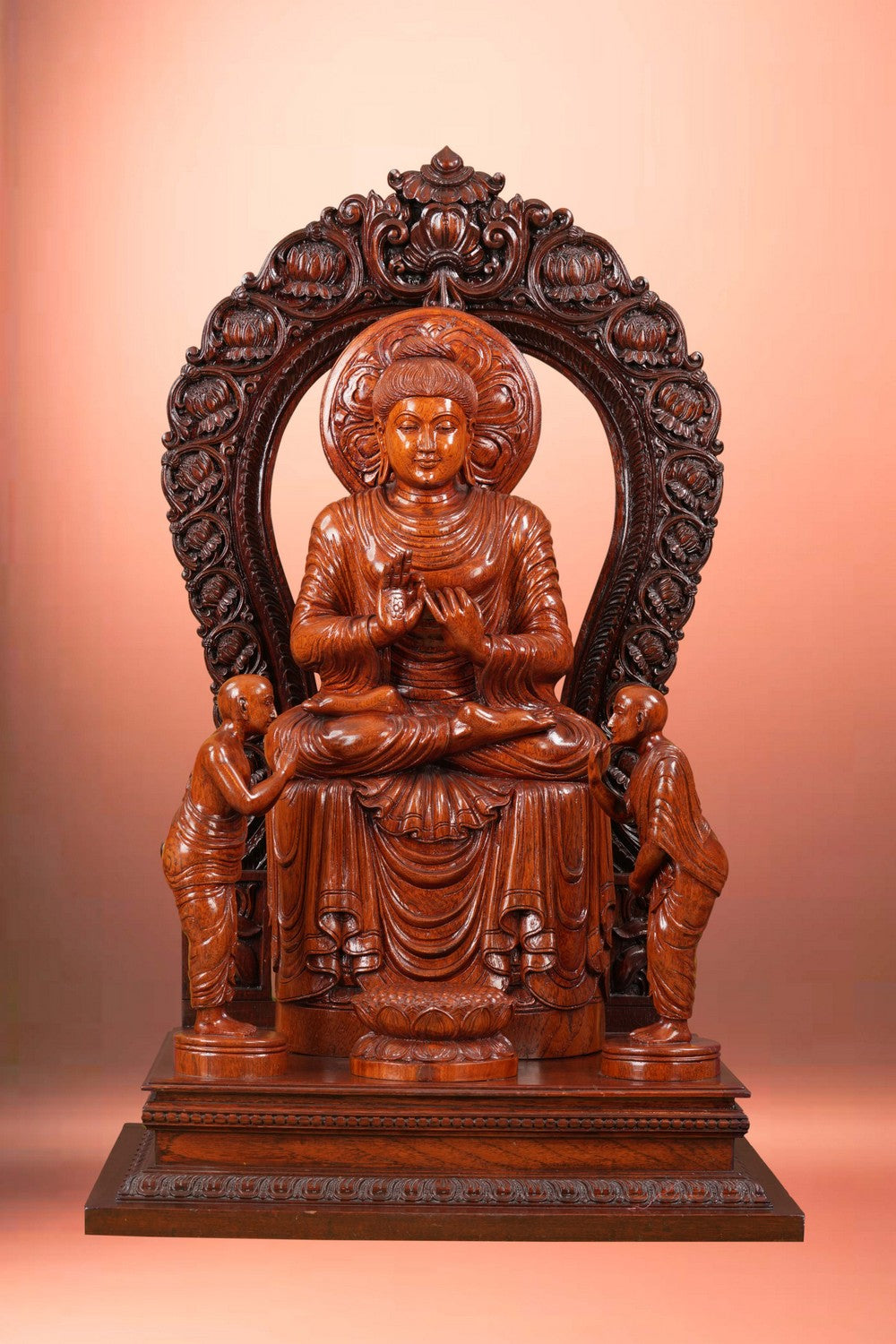 Image of Teak Wooden Buddha Sculpture by National Award Winner